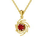 SPARQ Lab Grown Diamond Galaxy Swirl Red Stone Yellow Gold Plated Pendant
