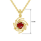SPARQ Lab Grown Diamond Galaxy Swirl Red Stone Yellow Gold Plated Pendant