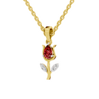 SPARQ Lab Grown Diamond Tulip Red Stone Yellow Gold Plated Pendant