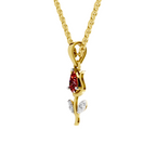 SPARQ Lab Grown Diamond Tulip Red Stone Yellow Gold Plated Pendant