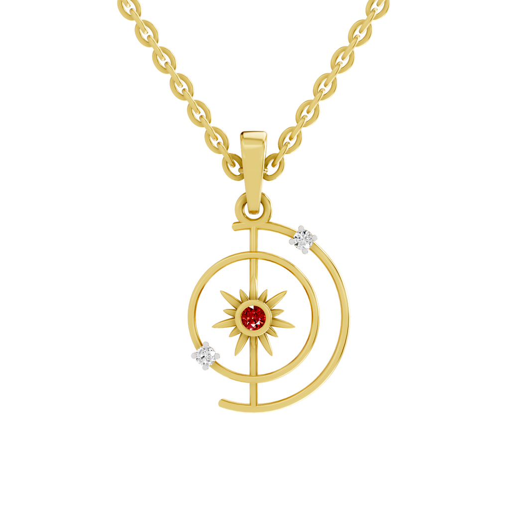 SPARQ Lab Grown Diamond Celestial Sun & Moon Yellow Gold Plated Pendant