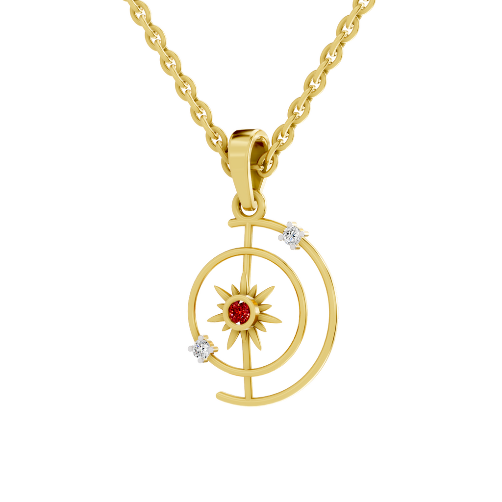 SPARQ Lab Grown Diamond Celestial Sun & Moon Yellow Gold Plated Pendant