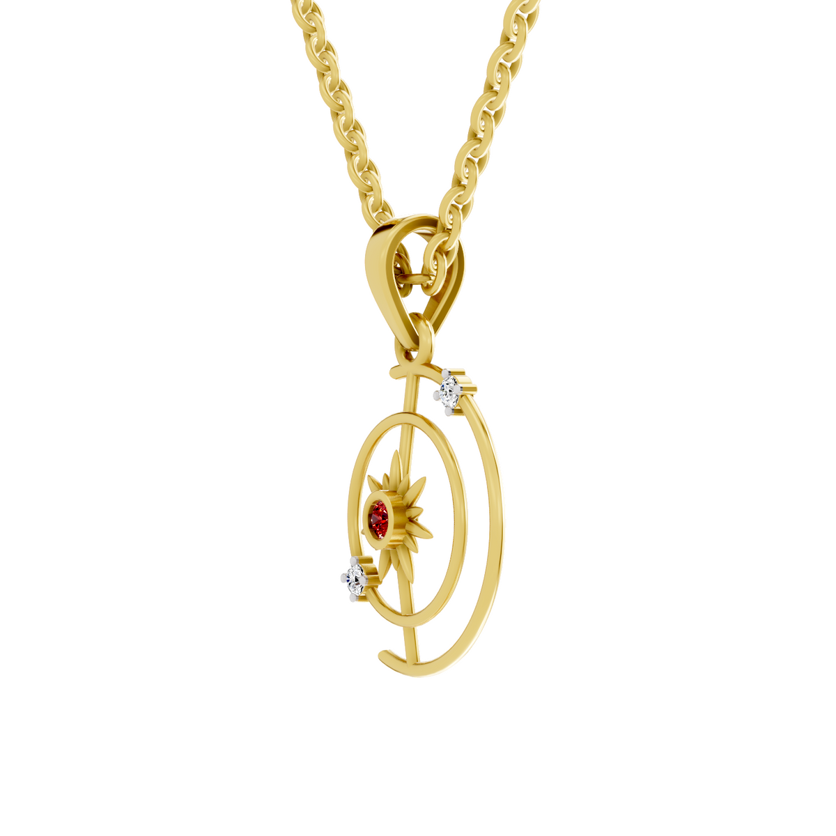 SPARQ Lab Grown Diamond Celestial Sun & Moon Yellow Gold Plated Pendant