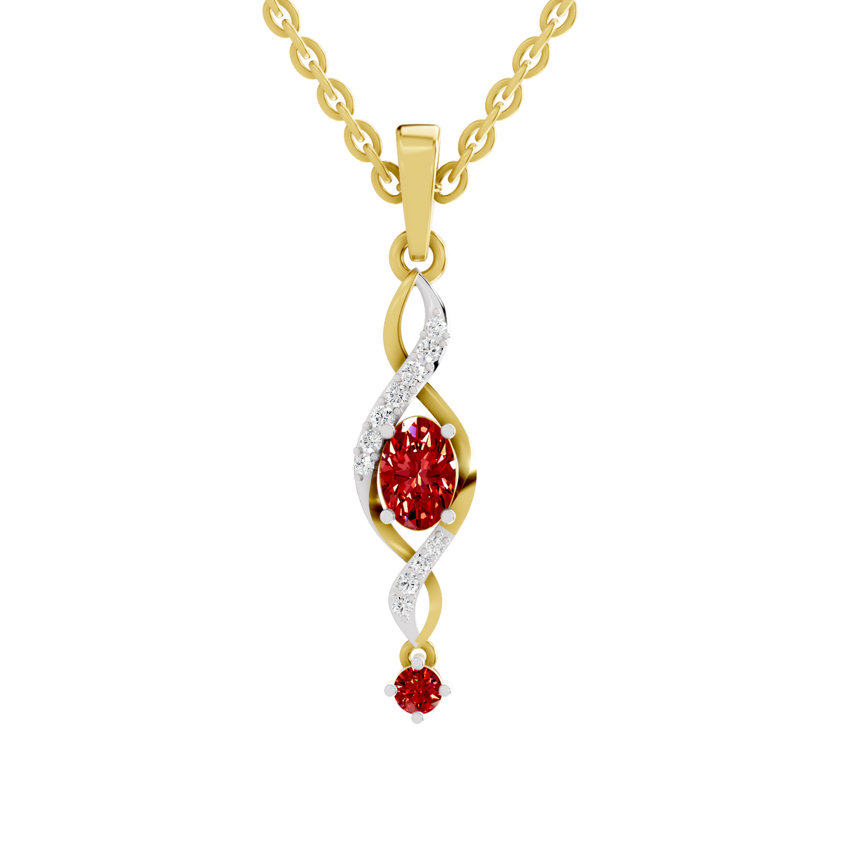 SPARQ Lab Grown Diamond Infinity Red Stone Yellow Gold Plated Pendant
