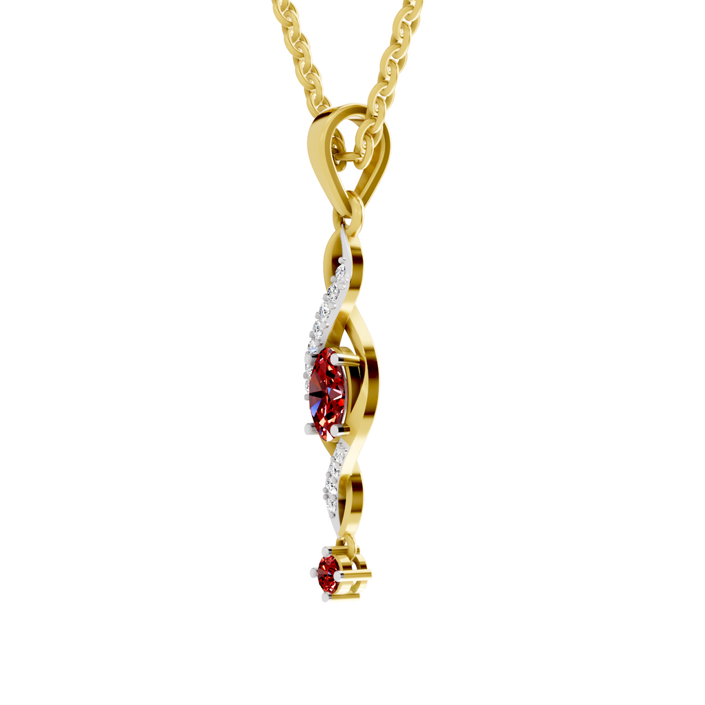 SPARQ Lab Grown Diamond Infinity Red Stone Yellow Gold Plated Pendant