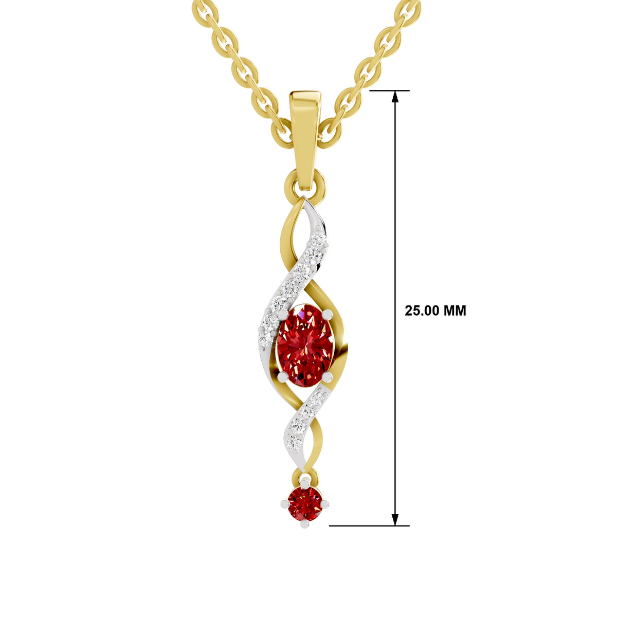 SPARQ Lab Grown Diamond Infinity Red Stone Yellow Gold Plated Pendant