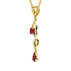 SPARQ Lab Grown Diamond Twist Red Stone Yellow Gold Plated Pendant