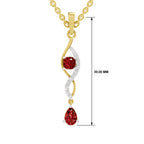 SPARQ Lab Grown Diamond Twist Red Stone Yellow Gold Plated Pendant