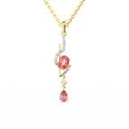 SPARQ Lab Grown Diamond Swirl Oval Pink Stone Yellow Gold Plated Pendant