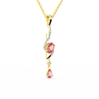 SPARQ Lab Grown Diamond Swirl Oval Pink Stone Yellow Gold Plated Pendant