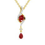 SPARQ Lab Grown Diamond Swirl Red Stone Yellow Gold Plated Pendant
