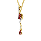 SPARQ Lab Grown Diamond Swirl Red Stone Yellow Gold Plated Pendant