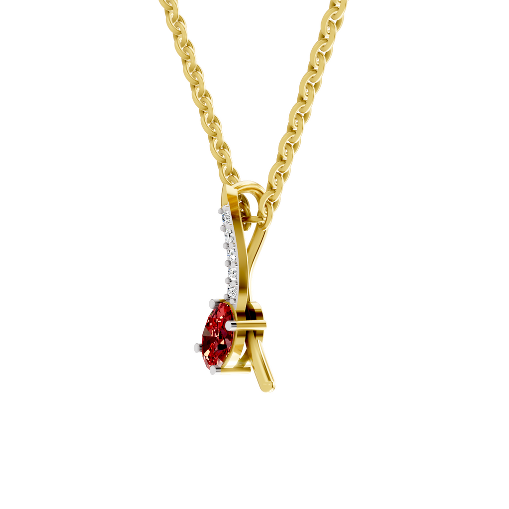 SPARQ Lab Grown Diamond Curved Bar Red Stone Yellow Gold Plated Pendant
