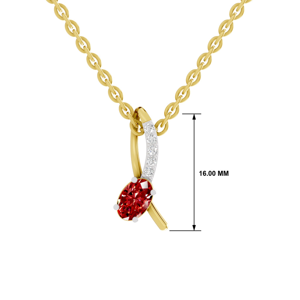 SPARQ Lab Grown Diamond Curved Bar Red Stone Yellow Gold Plated Pendant