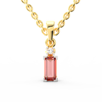 SPARQ Lab Grown Diamond Baguette Pink Stone Yellow Gold Plated Pendant