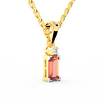 SPARQ Lab Grown Diamond Baguette Pink Stone Yellow Gold Plated Pendant