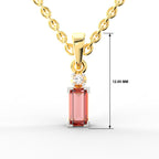 SPARQ Lab Grown Diamond Baguette Pink Stone Yellow Gold Plated Pendant