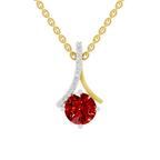 SPARQ Lab Grown Diamond Curved Round Red Stone Yellow Gold Plated Pendant