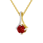 SPARQ Lab Grown Diamond Curved Round Red Stone Yellow Gold Plated Pendant