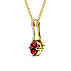 SPARQ Lab Grown Diamond Curved Round Red Stone Yellow Gold Plated Pendant