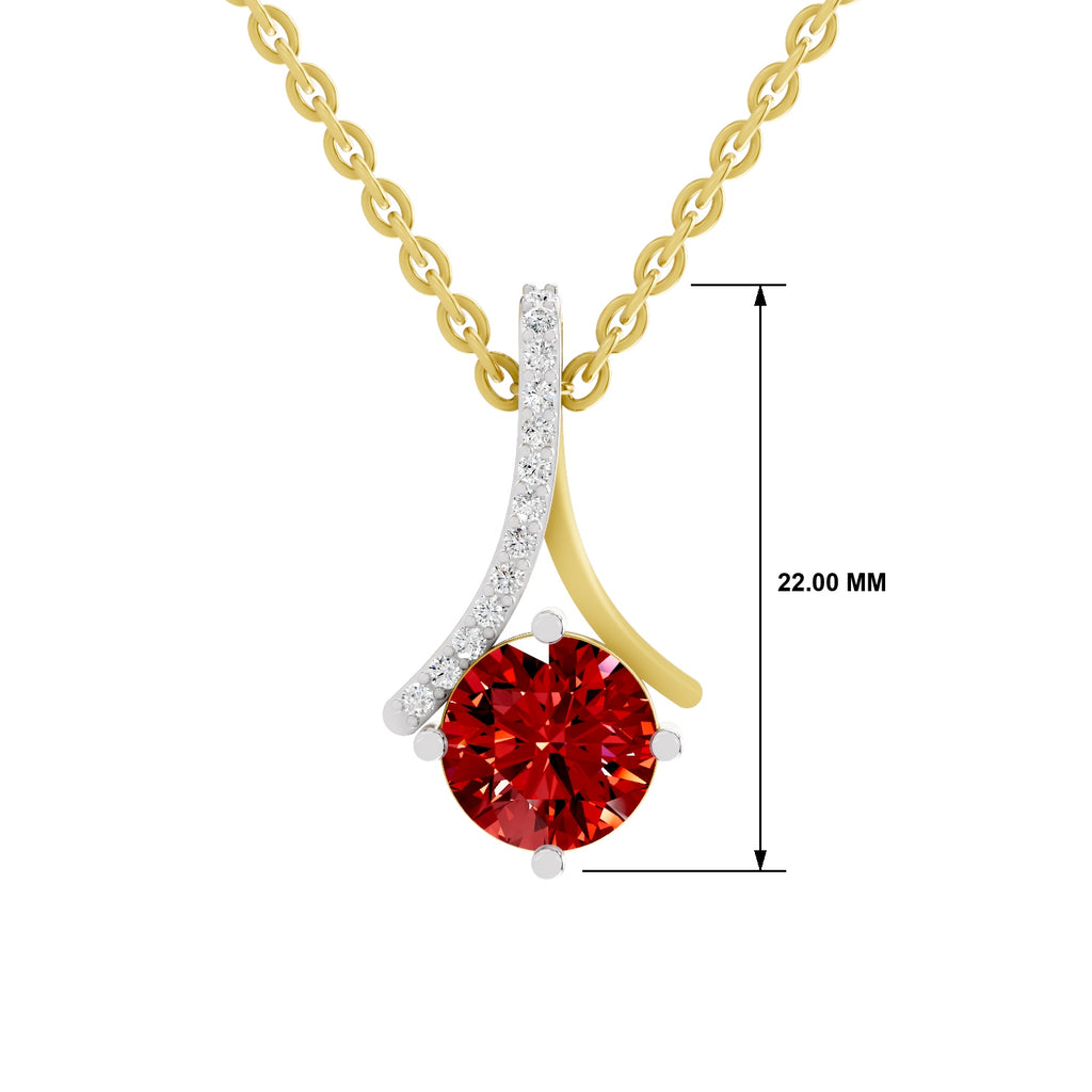 SPARQ Lab Grown Diamond Curved Round Red Stone Yellow Gold Plated Pendant