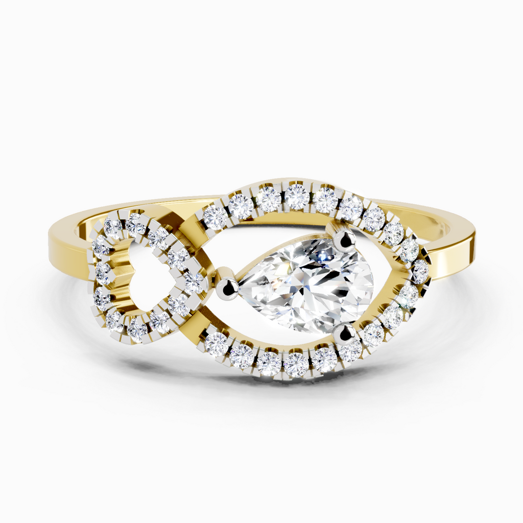 Lab Grown Diamond 0.43CT 925 Sterling Silver Gold Plated Pear Shape Ring