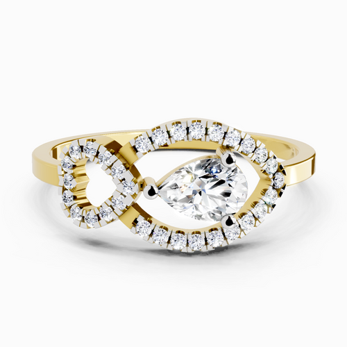 Lab Grown Diamond 0.43CT 925 Sterling Silver Gold Plated Pear Shape Ring