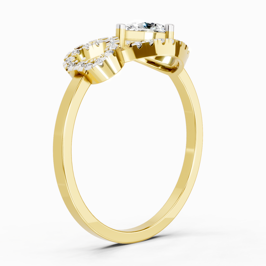 Lab Grown Diamond 0.43CT 925 Sterling Silver Gold Plated Pear Shape Ring