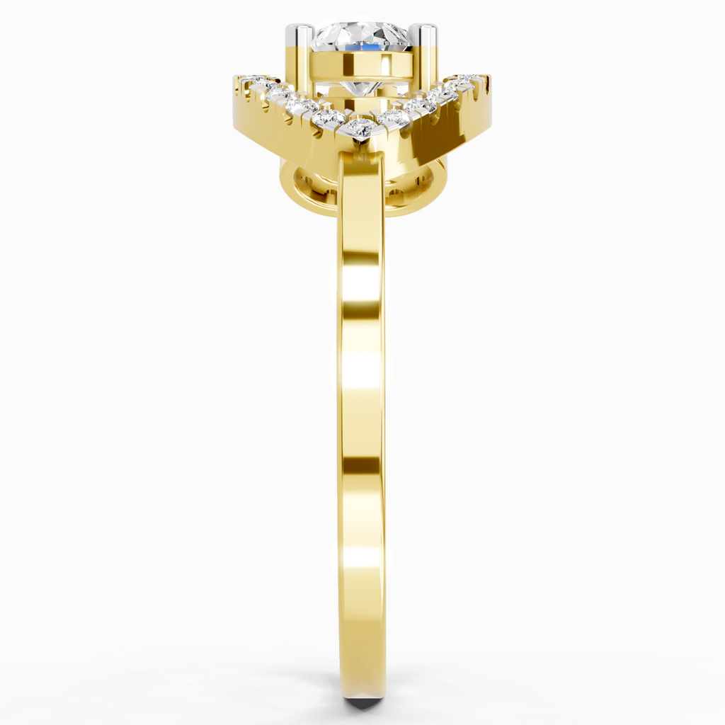 Lab Grown Diamond 0.43CT 925 Sterling Silver Gold Plated Pear Shape Ring