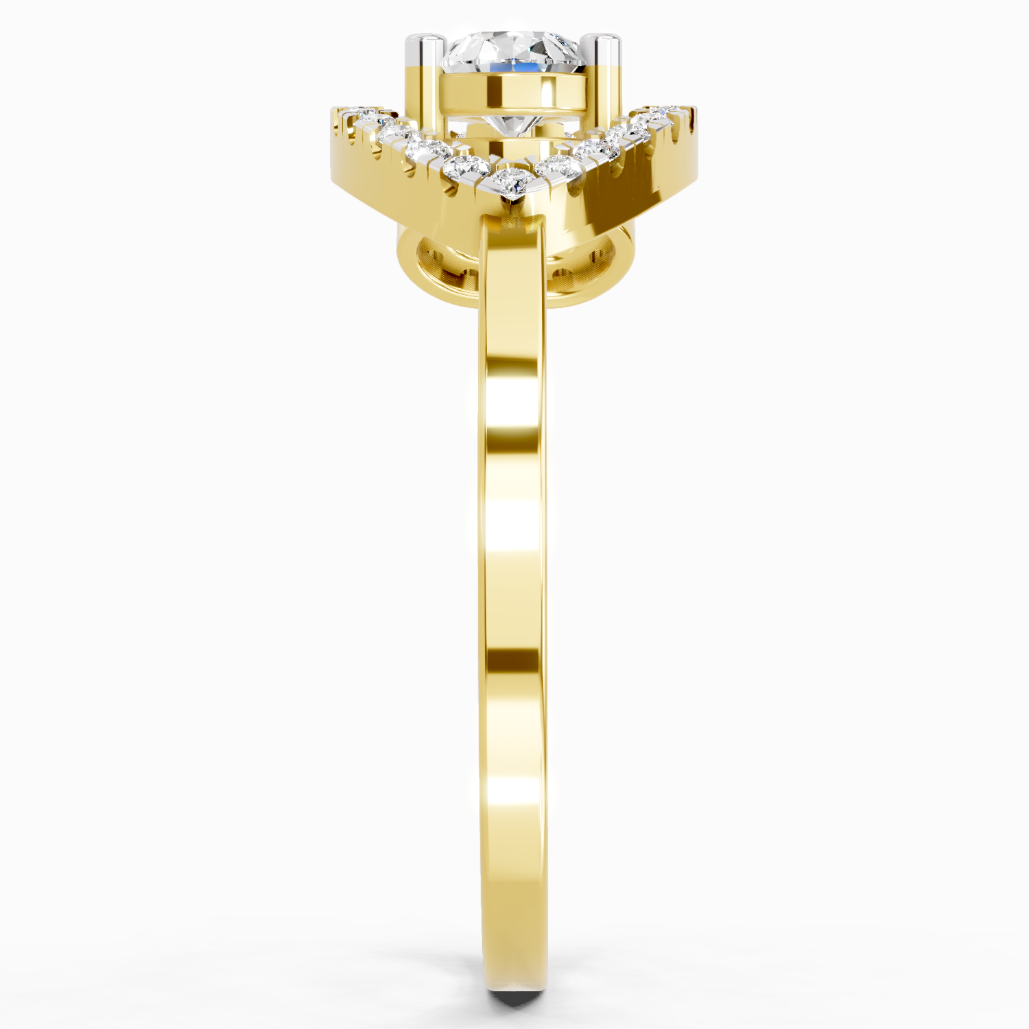 Lab Grown Diamond 0.43CT 925 Sterling Silver Gold Plated Pear Shape Ring
