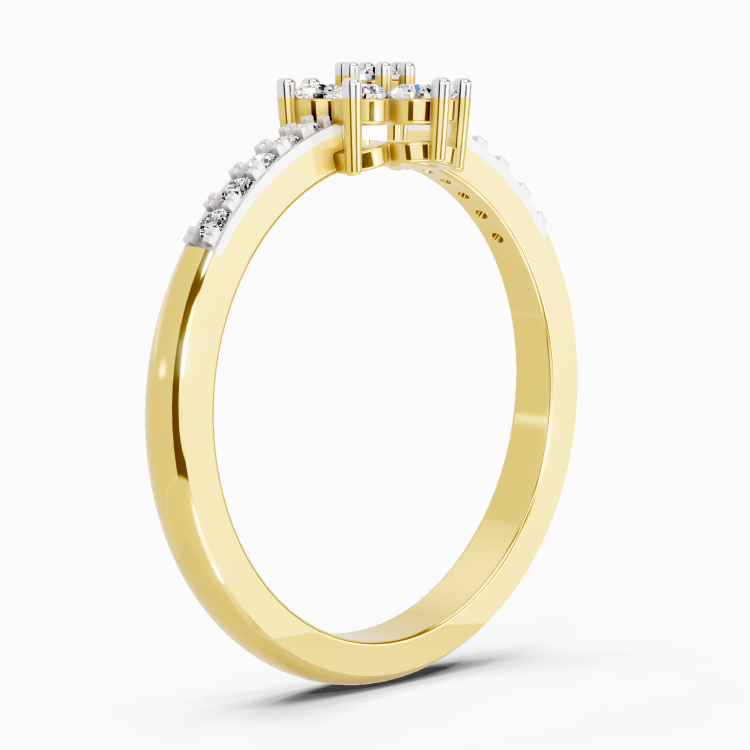 Lab Grown Diamond 0.33CT 925 Sterling Silver Gold Plated Round Shape Ring