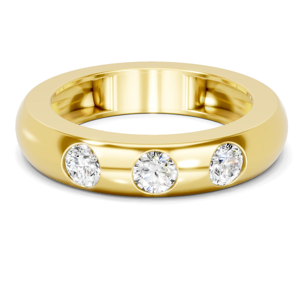 Lab Grown Diamond Ring For Men 0.53 Carat IGI Certified Round Shape 925 Sterling Silver Gold Plated Fashion Band Ring