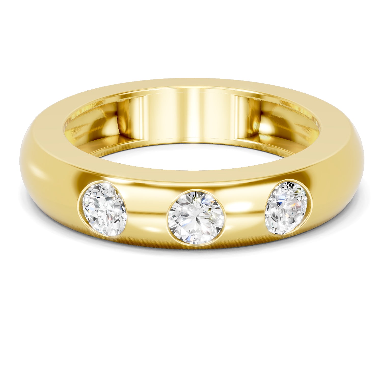 Lab Grown Diamond Ring For Men 0.53 Carat IGI Certified Round Shape 925 Sterling Silver Gold Plated Fashion Band Ring