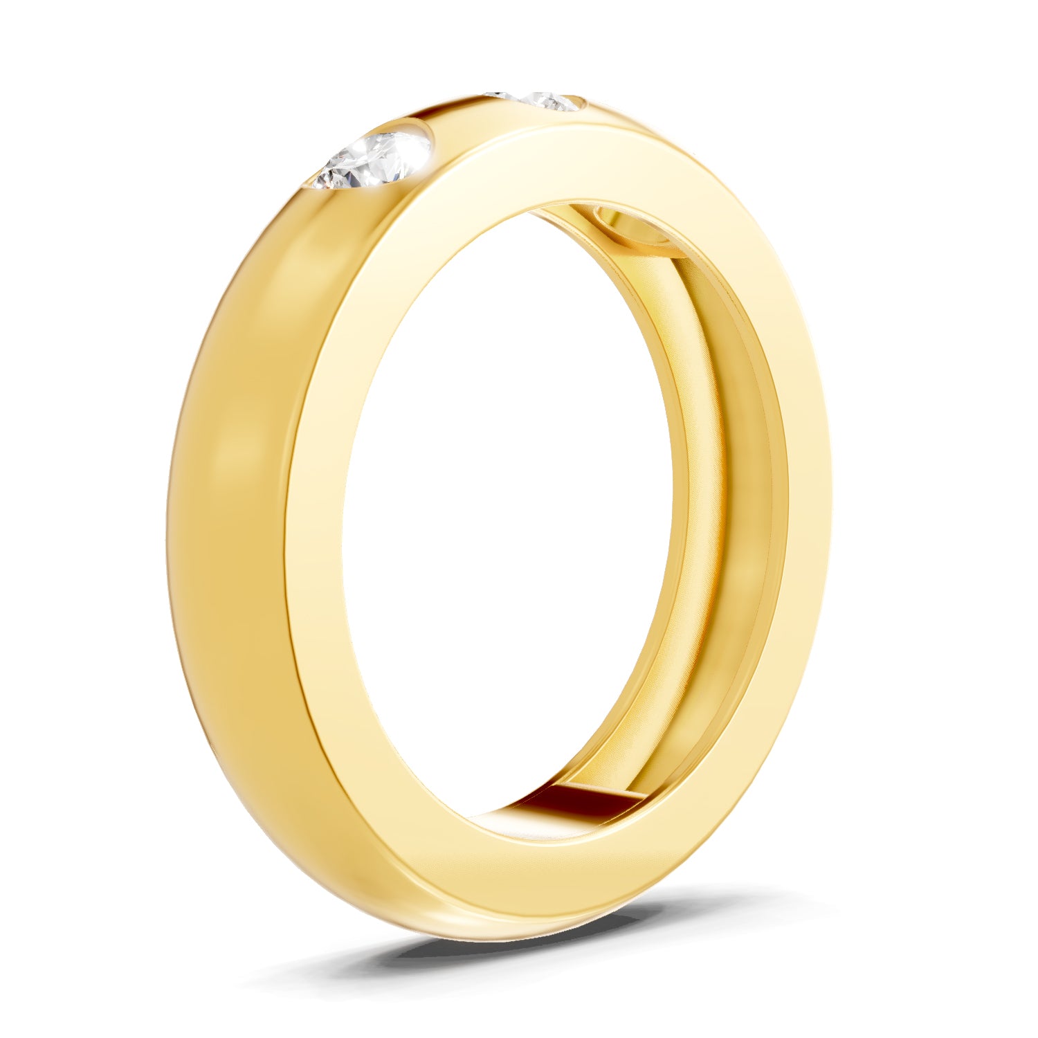 Lab Grown Diamond Ring For Men 0.53 Carat IGI Certified Round Shape 925 Sterling Silver Gold Plated Fashion Band Ring