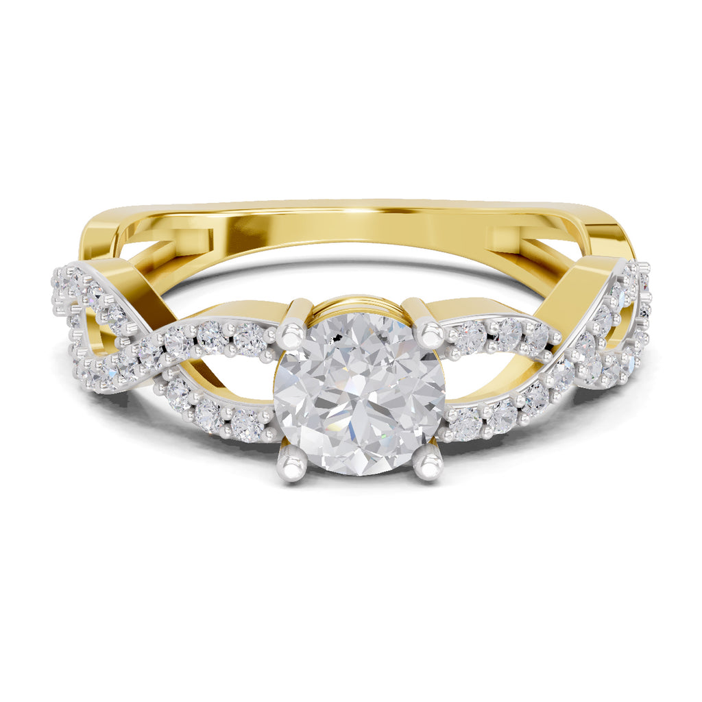 Lab Grown Diamond Ring 1 Carat IGI Certified Round Shape 925 Sterling Silver Gold Plated Infinity Ring