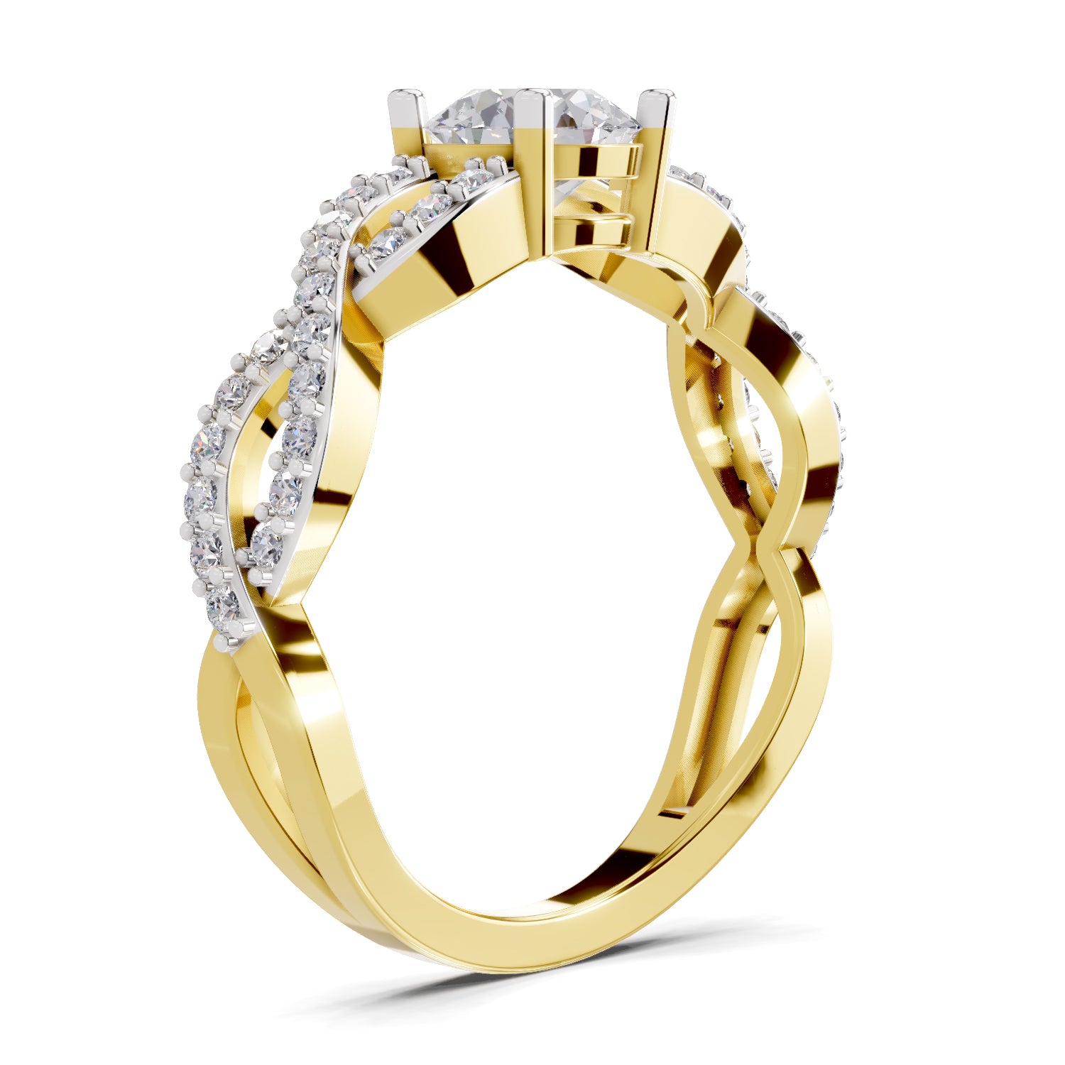 Lab Grown Diamond Ring 1 Carat IGI Certified Round Shape 925 Sterling Silver Gold Plated Infinity Ring