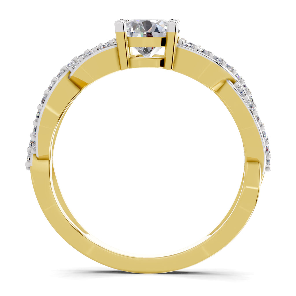 Lab Grown Diamond Ring 1 Carat IGI Certified Round Shape 925 Sterling Silver Gold Plated Infinity Ring