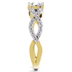 Lab Grown Diamond Ring 1 Carat IGI Certified Round Shape 925 Sterling Silver Gold Plated Infinity Ring