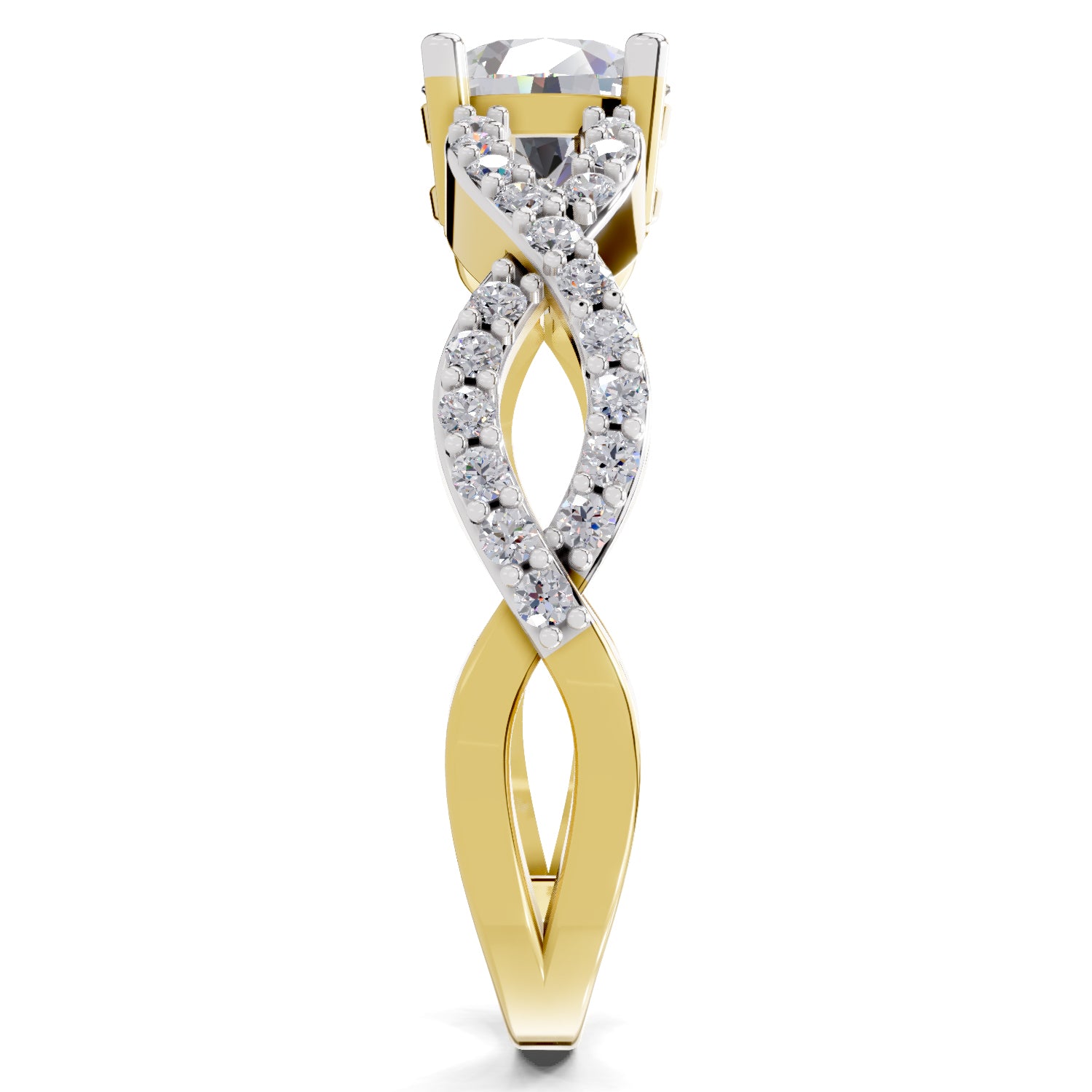 Lab Grown Diamond Ring 1 Carat IGI Certified Round Shape 925 Sterling Silver Gold Plated Infinity Ring