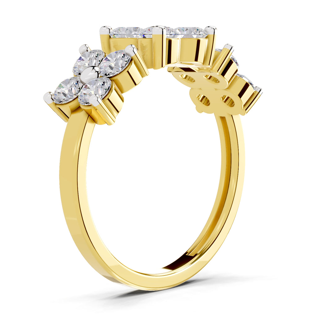 Lab Grown Diamond Ring 1.19 Carat IGI Certified Round Shape 925 Sterling Silver Gold Plated Fashion Ring