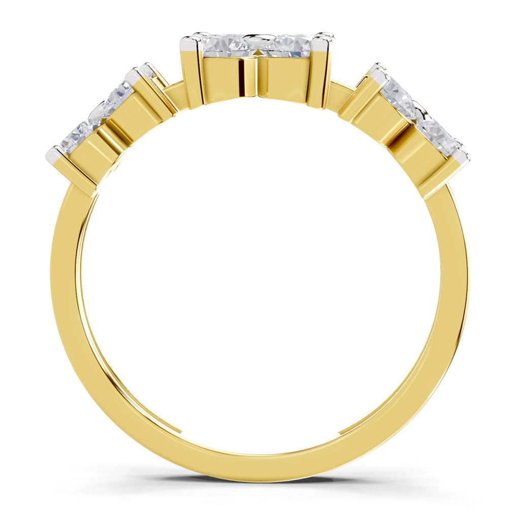 Lab Grown Diamond Ring 1.19 Carat IGI Certified Round Shape 925 Sterling Silver Gold Plated Fashion Ring