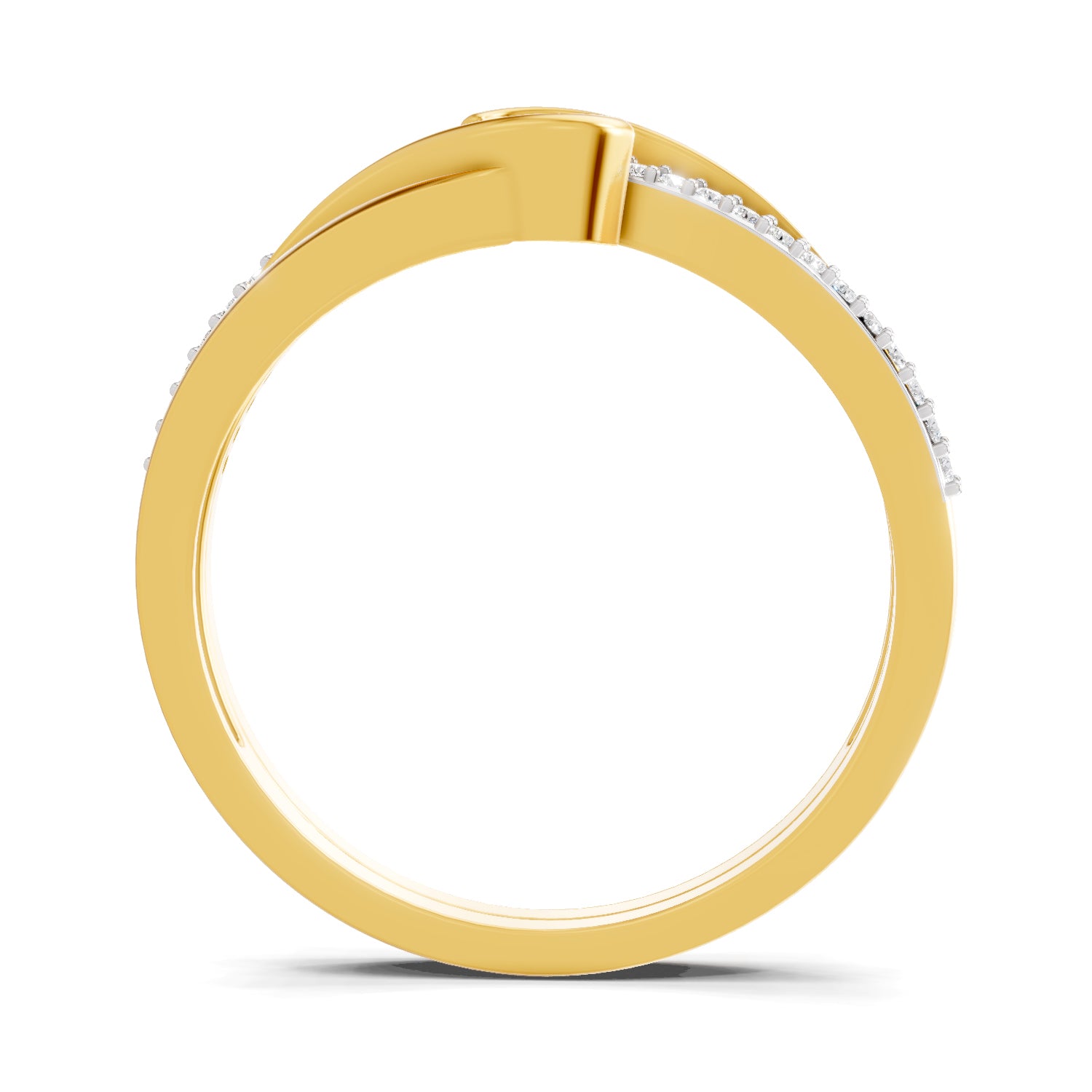 Lab Grown Diamond Ring For Men 0.37 Carat IGI Certified Round Shape 925 Sterling Silver Gold Plated Band Ring