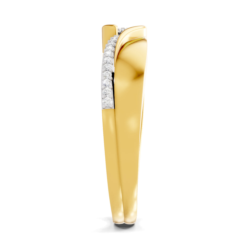 Lab Grown Diamond Ring For Men 0.37 Carat IGI Certified Round Shape 925 Sterling Silver Gold Plated Band Ring