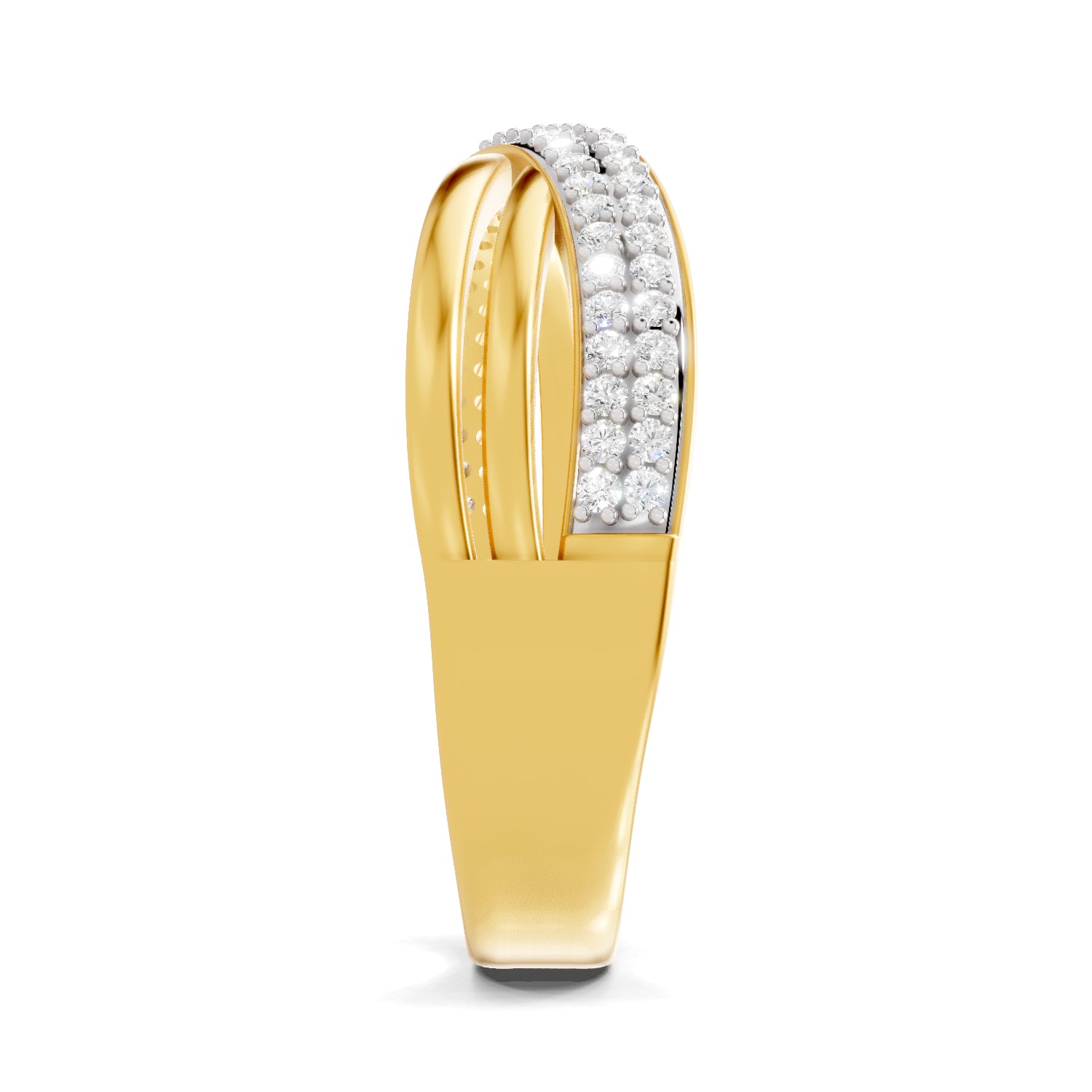 Lab Grown Diamond Ring For Men 0.27 Carat IGI Certified Round Shape 925 Sterling Silver Gold Plated Band Ring