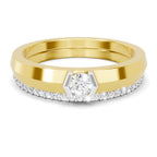 Lab Grown Diamond Ring For Men 0.25 Carat IGI Certified Round Shape 925 Sterling Silver Gold Plated Fashion Band Ring