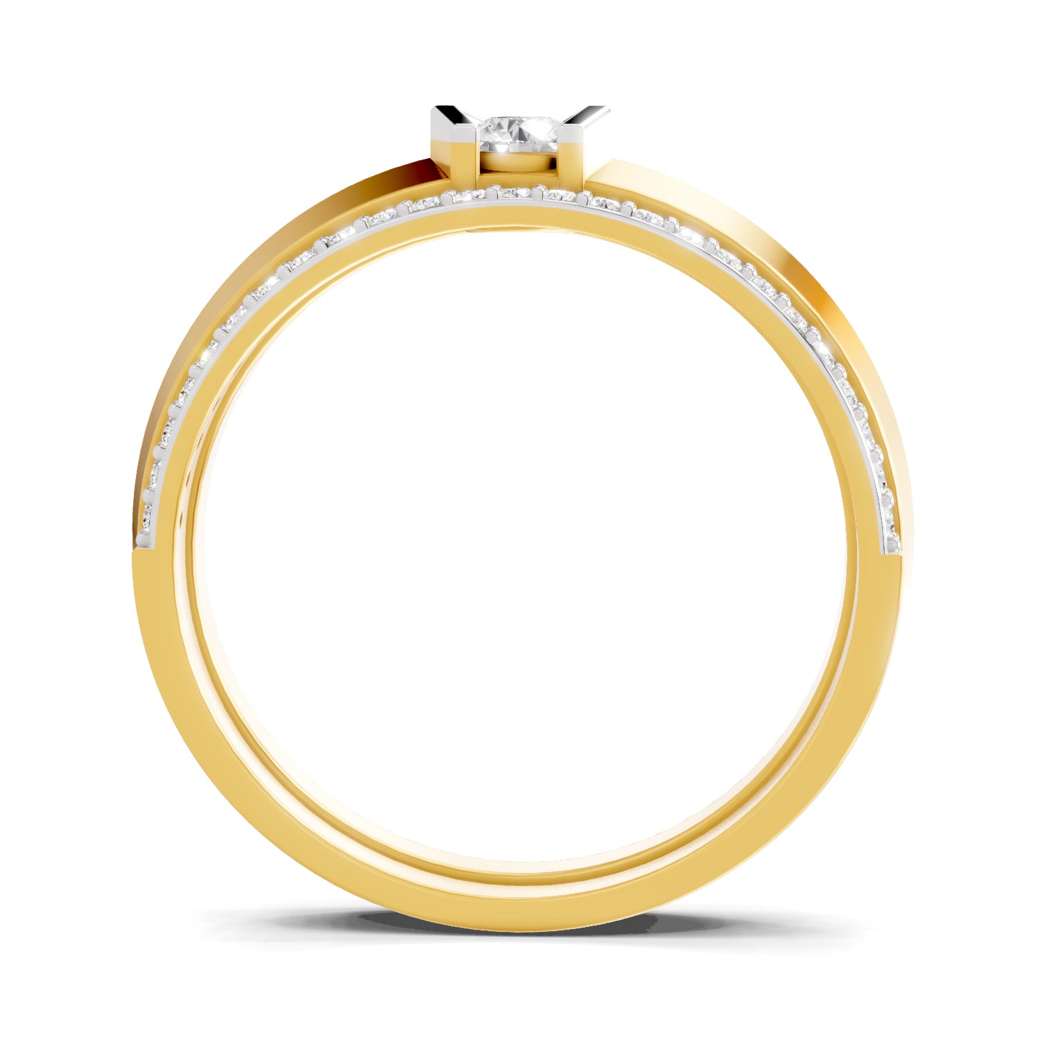 Lab Grown Diamond Ring For Men 0.25 Carat IGI Certified Round Shape 925 Sterling Silver Gold Plated Fashion Band Ring