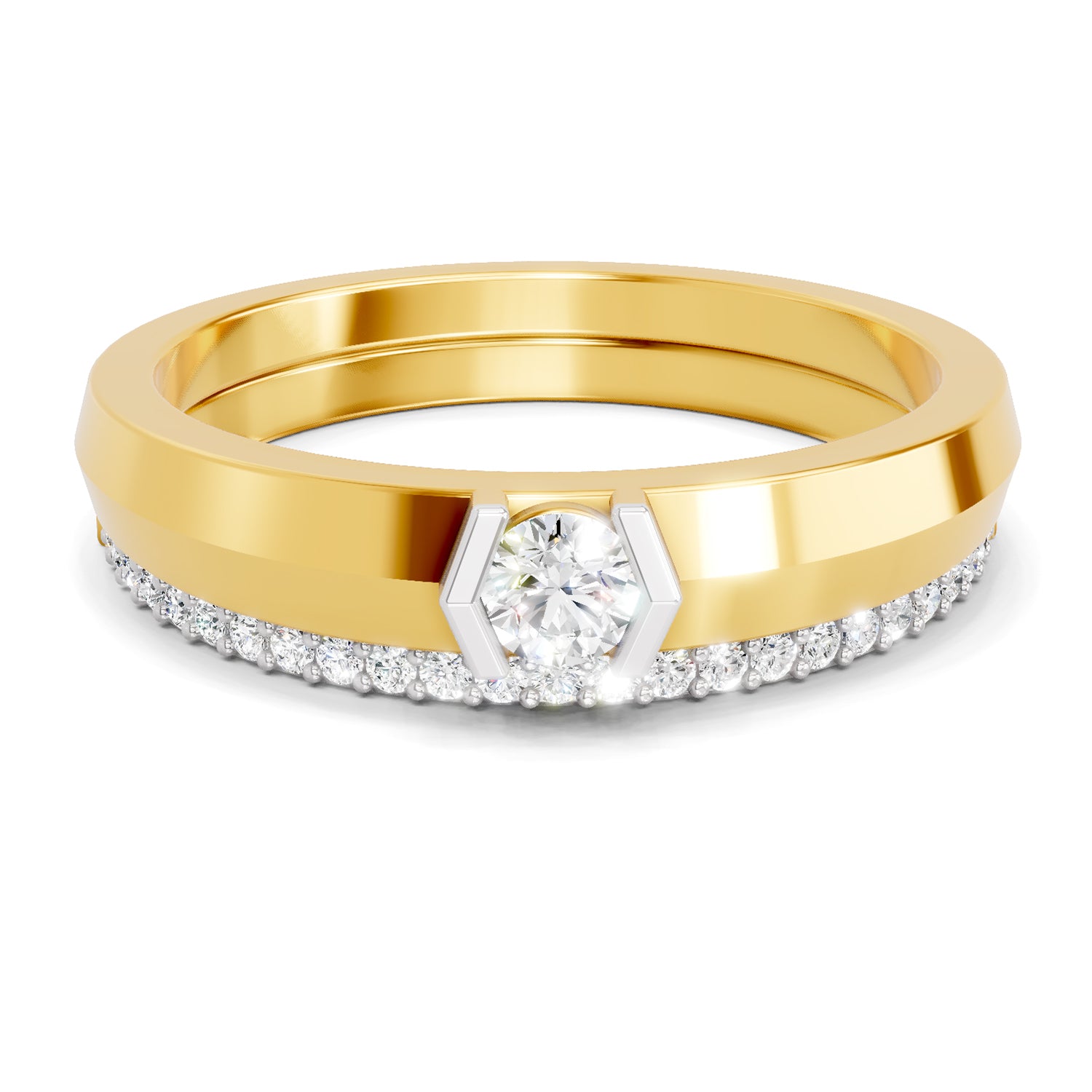 Lab Grown Diamond Ring 0.41 Carat IGI Certified Round Shape 925 Sterling Silver Gold Plated Fashion Ring
