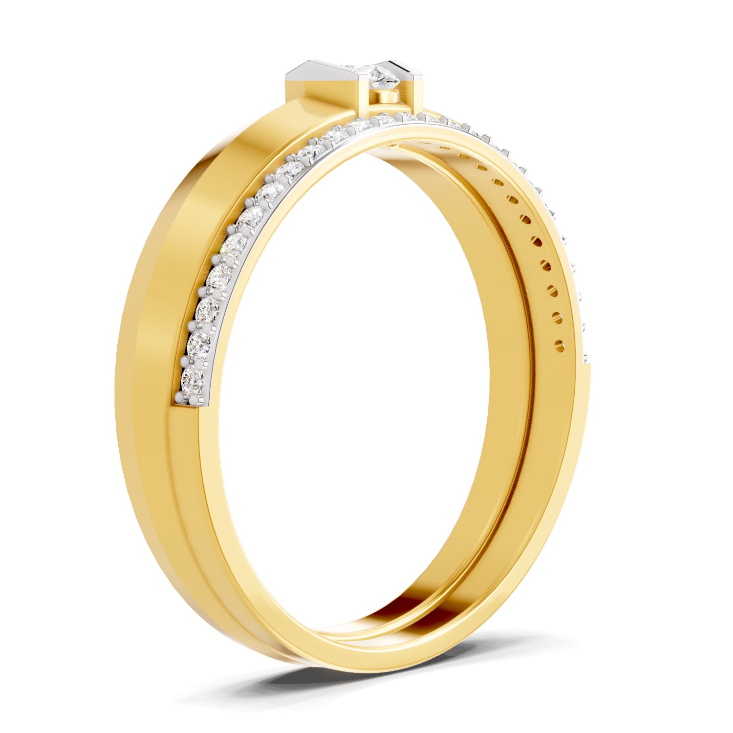 Lab Grown Diamond Ring 0.41 Carat IGI Certified Round Shape 925 Sterling Silver Gold Plated Fashion Ring
