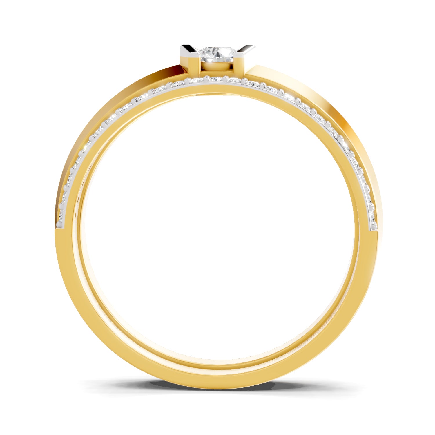 Lab Grown Diamond Ring 0.41 Carat IGI Certified Round Shape 925 Sterling Silver Gold Plated Fashion Ring