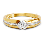 Lab Grown Diamond Ring For Men 0.34 Carat IGI Certified Round Shape 925 Sterling Silver Gold Plated Band Ring